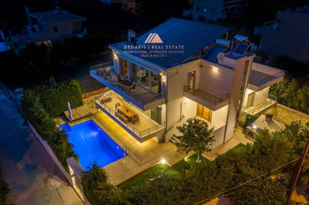 Luxury Villa Loutraki With Private Heated Pool Exterior photo